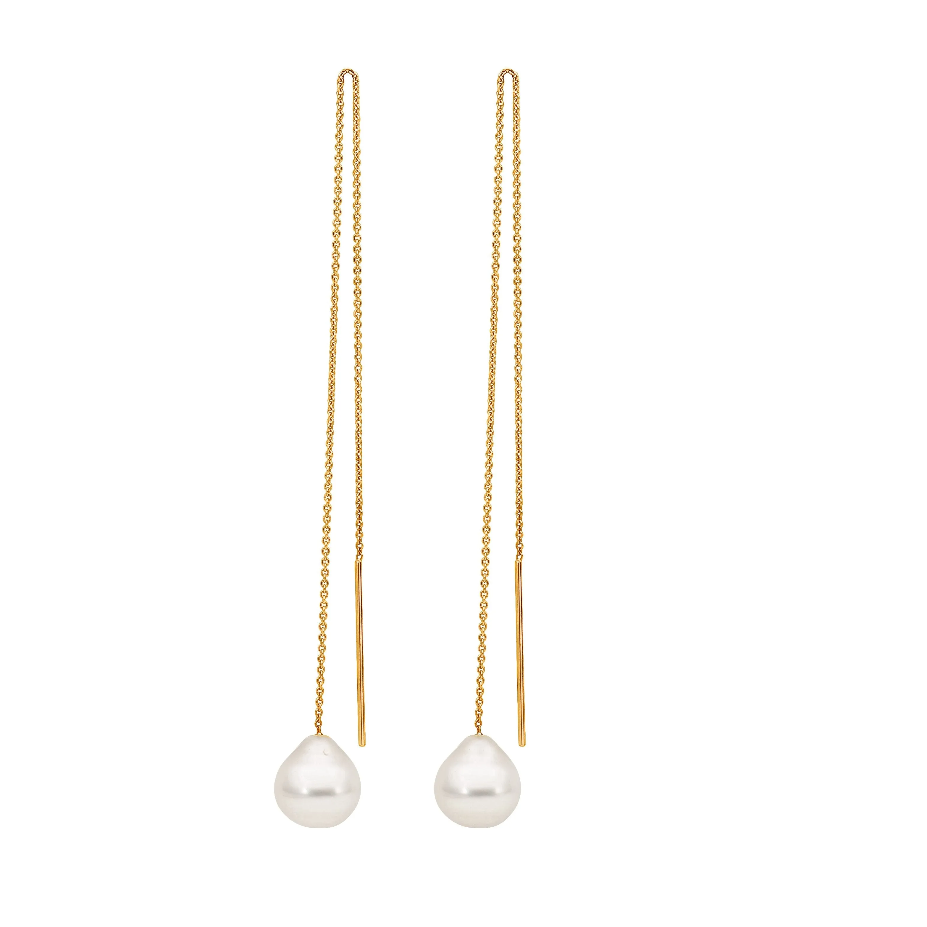 Gold Trace Chain South Sea Pearl Earrings