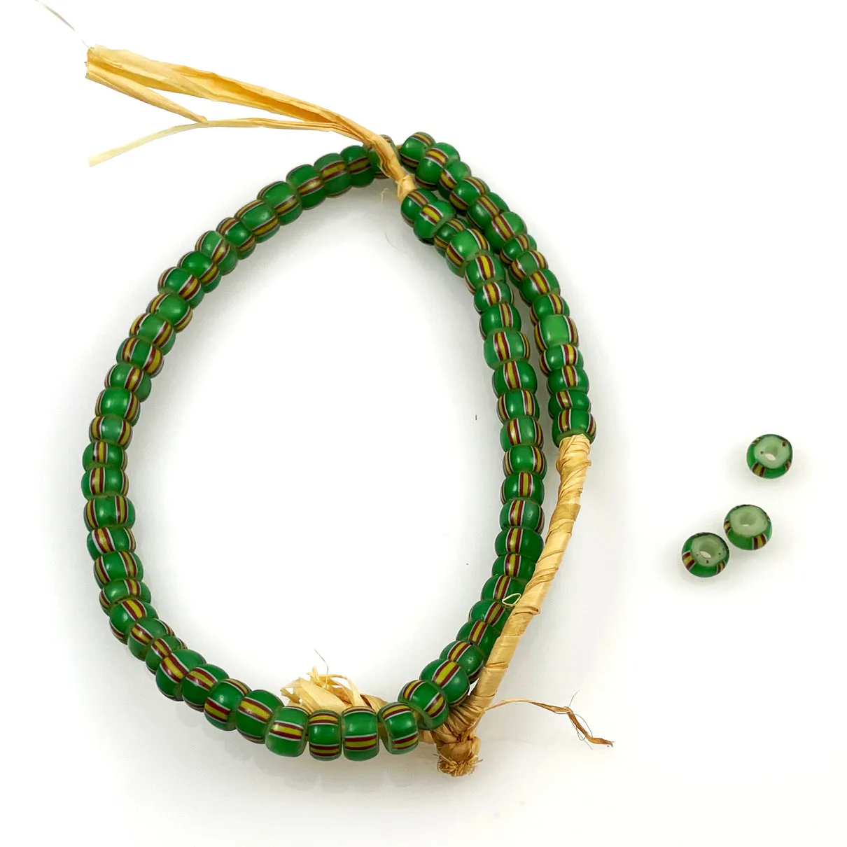 Green & Red Venetian Striped Trade Beads