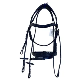 Halter Ego 'Midnight' Flash Snaffle Bridle in Dark Navy Leather - Full