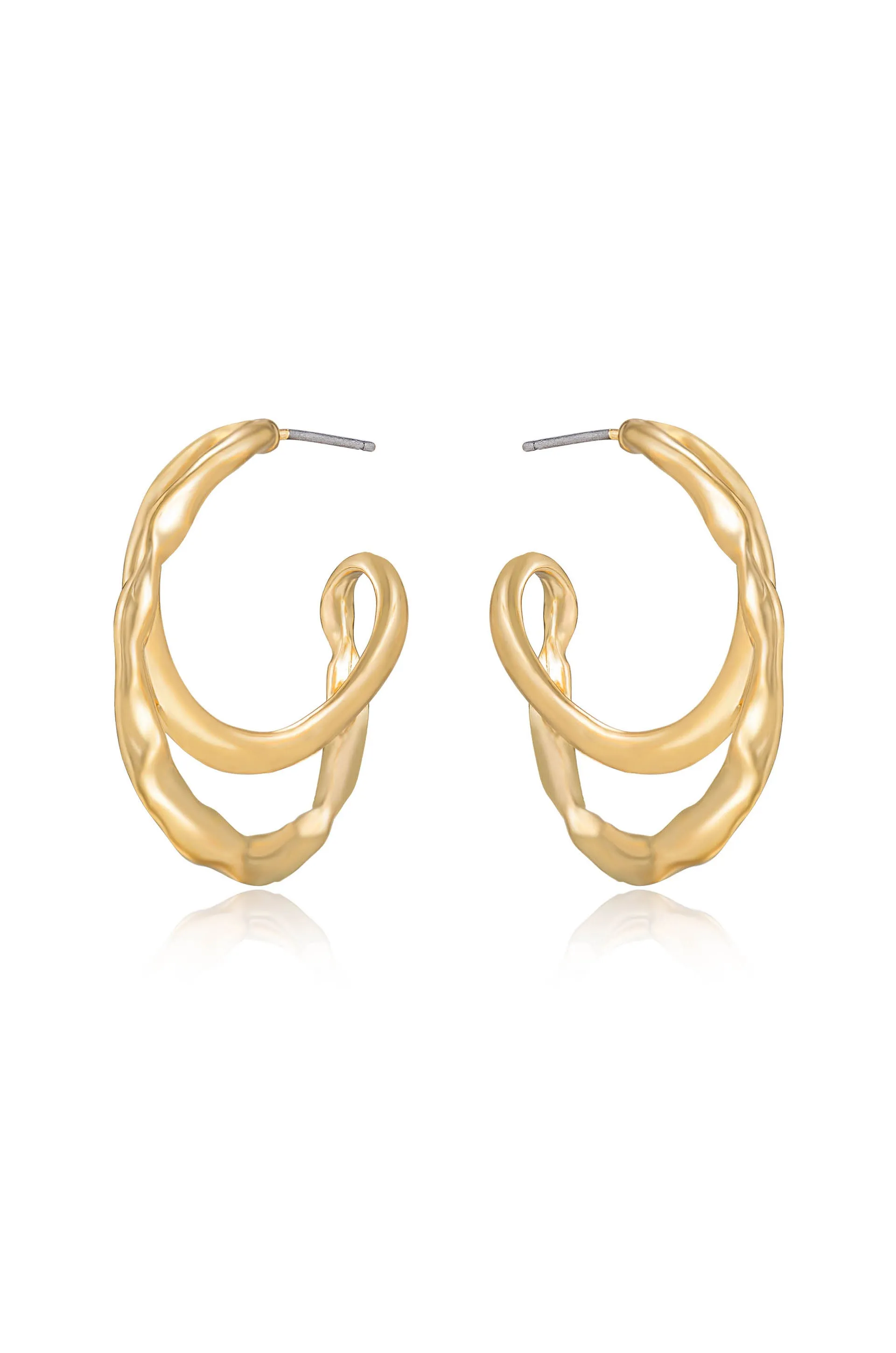 Hammered Golden Hoop Earrings