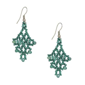 Hand Beaded Earrings - Teal