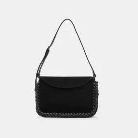 HARPER SHOULDER BAG BLACK SUEDE