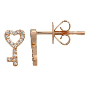 Heart Key Diamond Stud