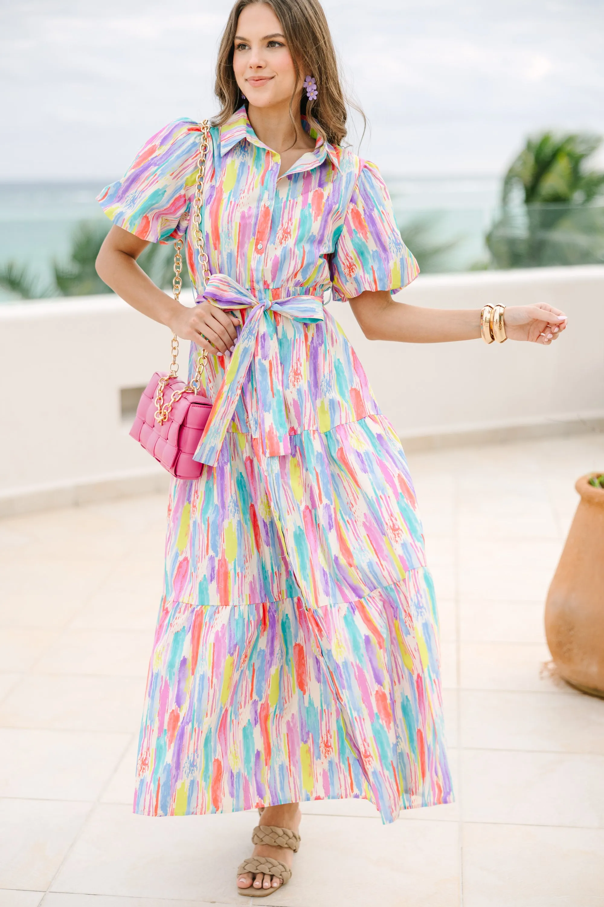 It's Your Choice Pink Abstract Maxi Dress