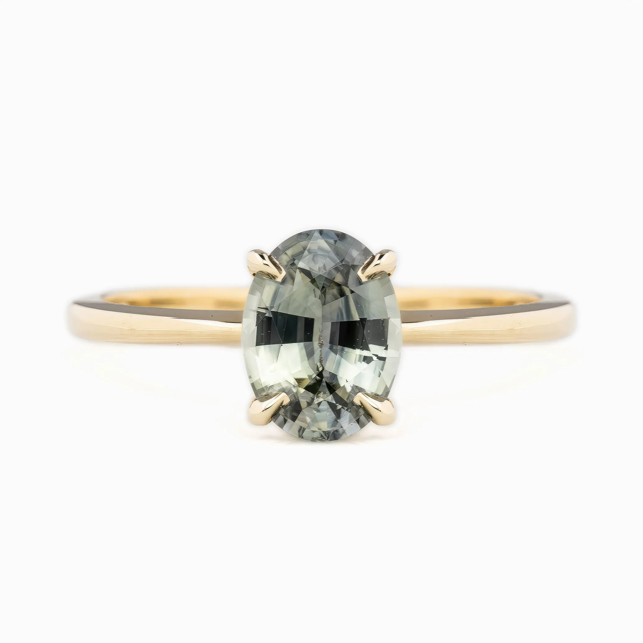 Jane Ring 1.47ct Gray Blue Madagascar Sapphire, 14k Yellow Gold (One of a kind)