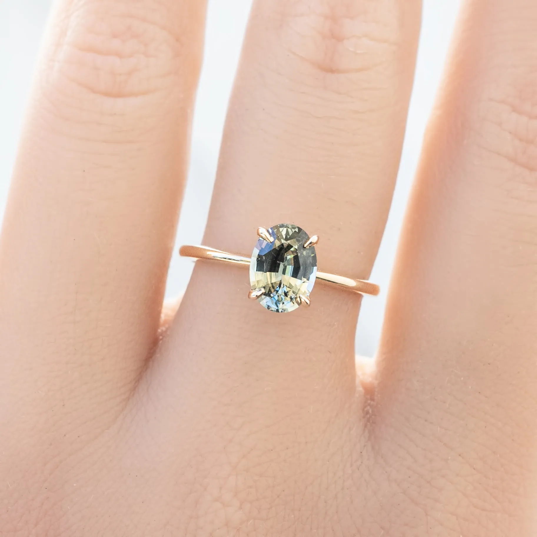 Jane Ring 1.47ct Gray Blue Madagascar Sapphire, 14k Yellow Gold (One of a kind)