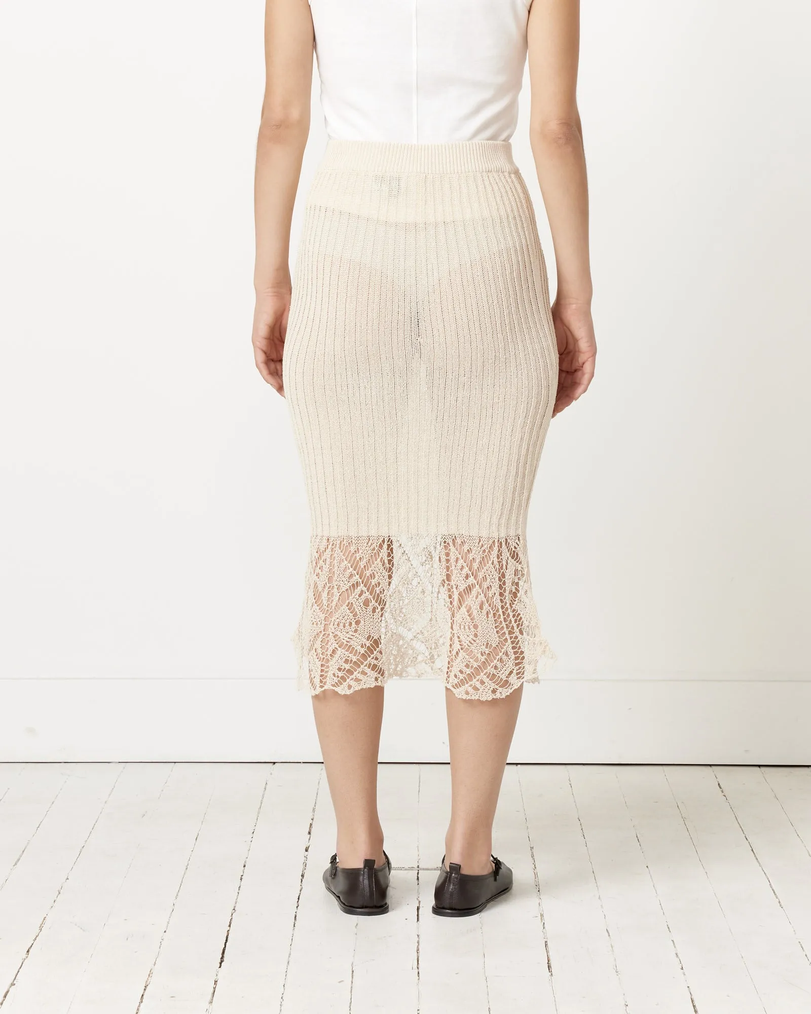 Lace Midi Skirt in Egret