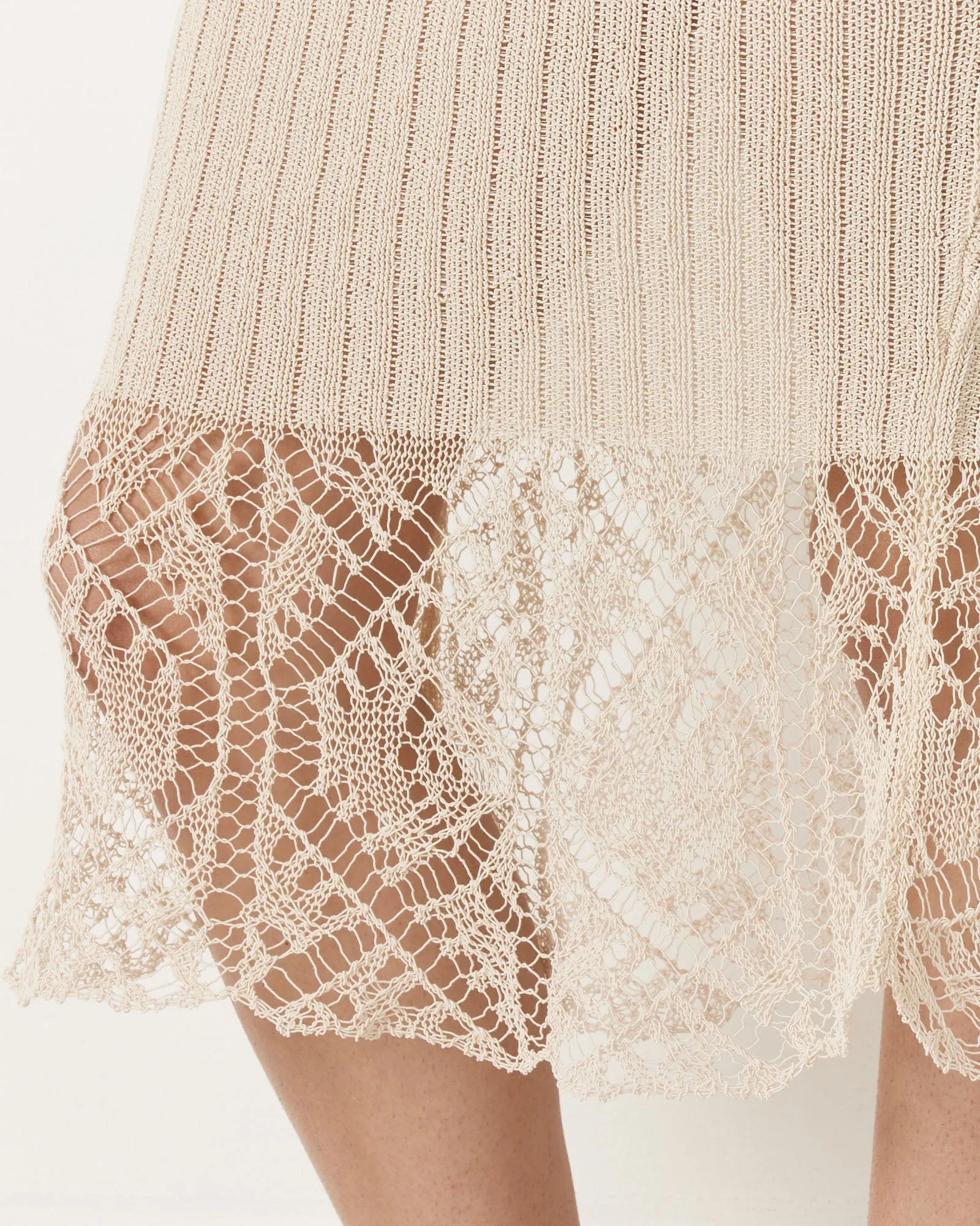 Lace Midi Skirt in Egret