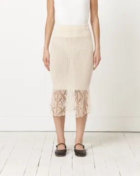 Lace Midi Skirt in Egret