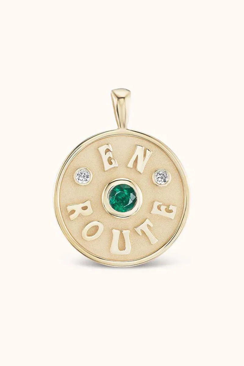 Large En Route Charm - Emerald 14k Yellow Gold