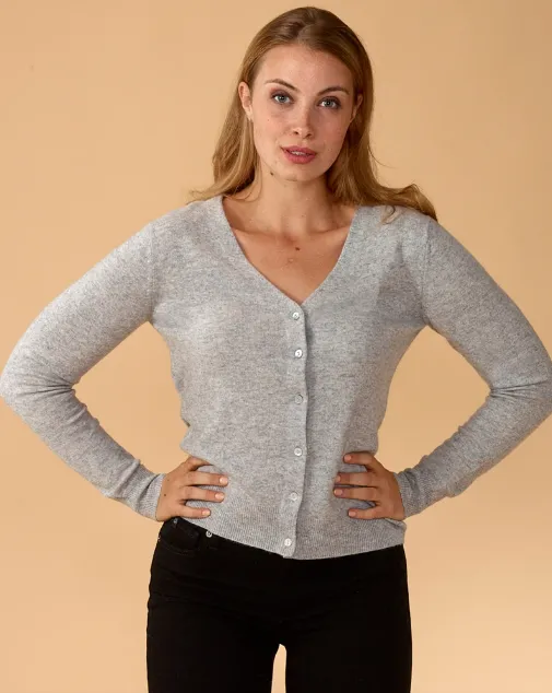 Lemonwood Millie Cashmere Button-Up Cardigan (Black, Grey, Pink   Biscotti)