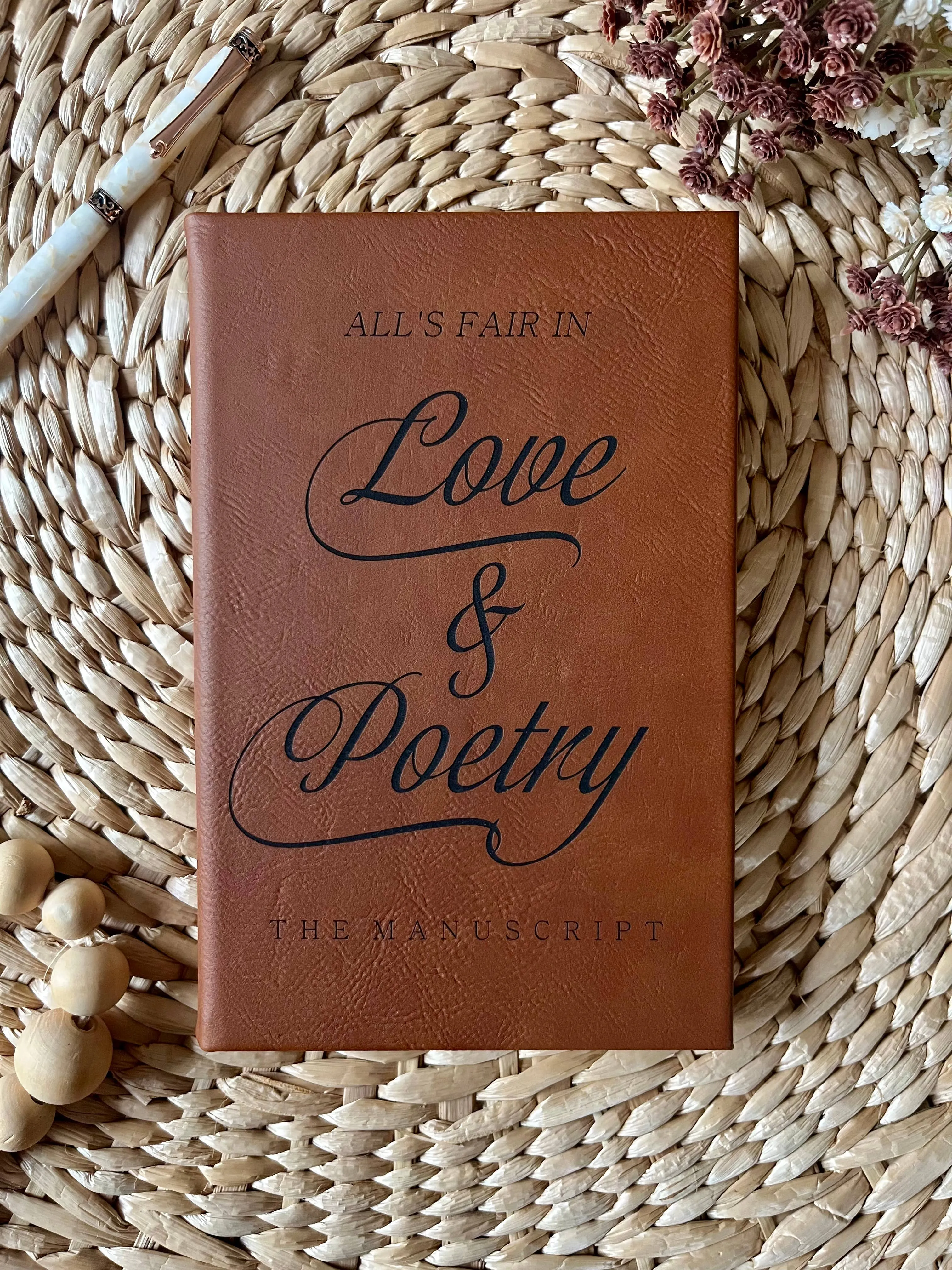 Love and Poetry Taylor Inspired Leatherette Journal: Brown w/ Black Text