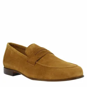 Mocassini slip-on da uomo fatti a mano in pelle di camoscio marrone