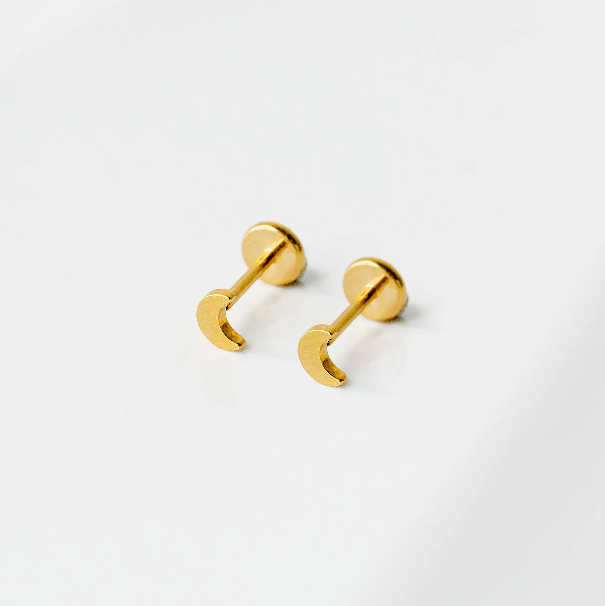 Moon Flat Back Sleeper Earrings