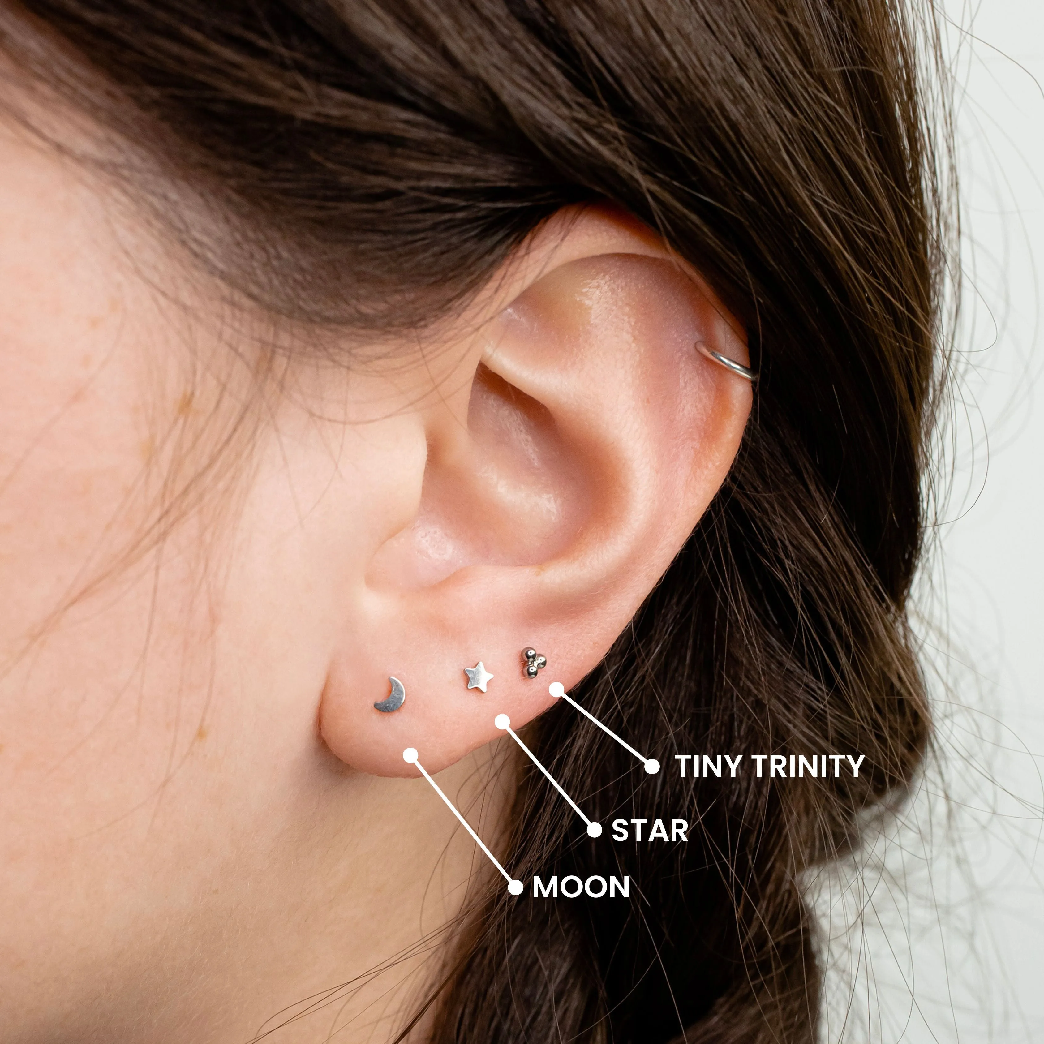 Moon Flat Back Sleeper Earrings