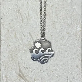 N19- Sterling Silver Waves and Clouds Medallion