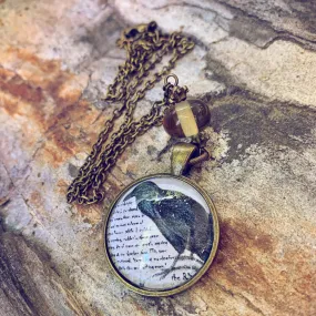 nevermore // victorian gothic inspired antiqued brass raven pendant necklace