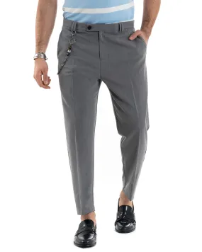 Pantaloni Uomo Viscosa Tasca America Grigio Abbottonatura Allungata Capri Sartoriale GIOSAL-P5978A