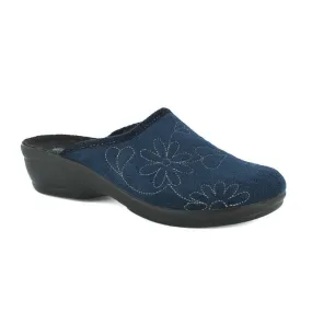 Pantofole da Donna - INBLU Art. BJ139 blu con ricami a fiori