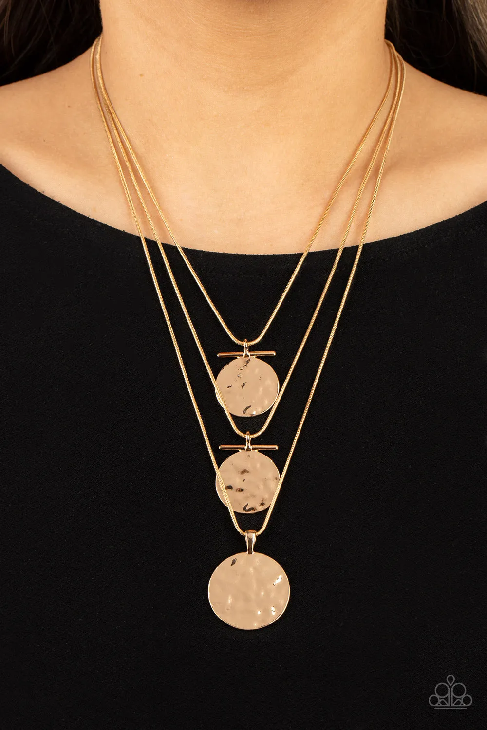 Paparazzi Dizzying Discs - Gold Necklace - Fashion Fix Exclusive