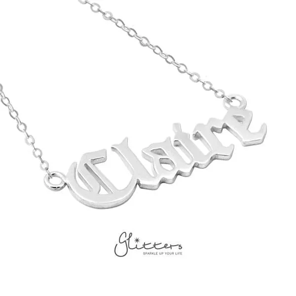 Personalised Sterling Silver Name Necklace-Old English