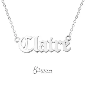 Personalised Sterling Silver Name Necklace-Old English