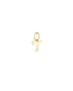 Pure Script T Charm (Yellow Gold)