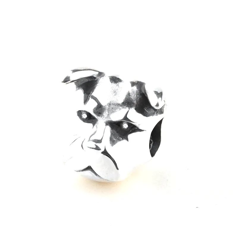 Rottweiler Head 3D Charm 925 Sterling Silver