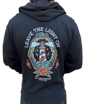 South Quarter Leave The Light On Zip Up Black Hoodie