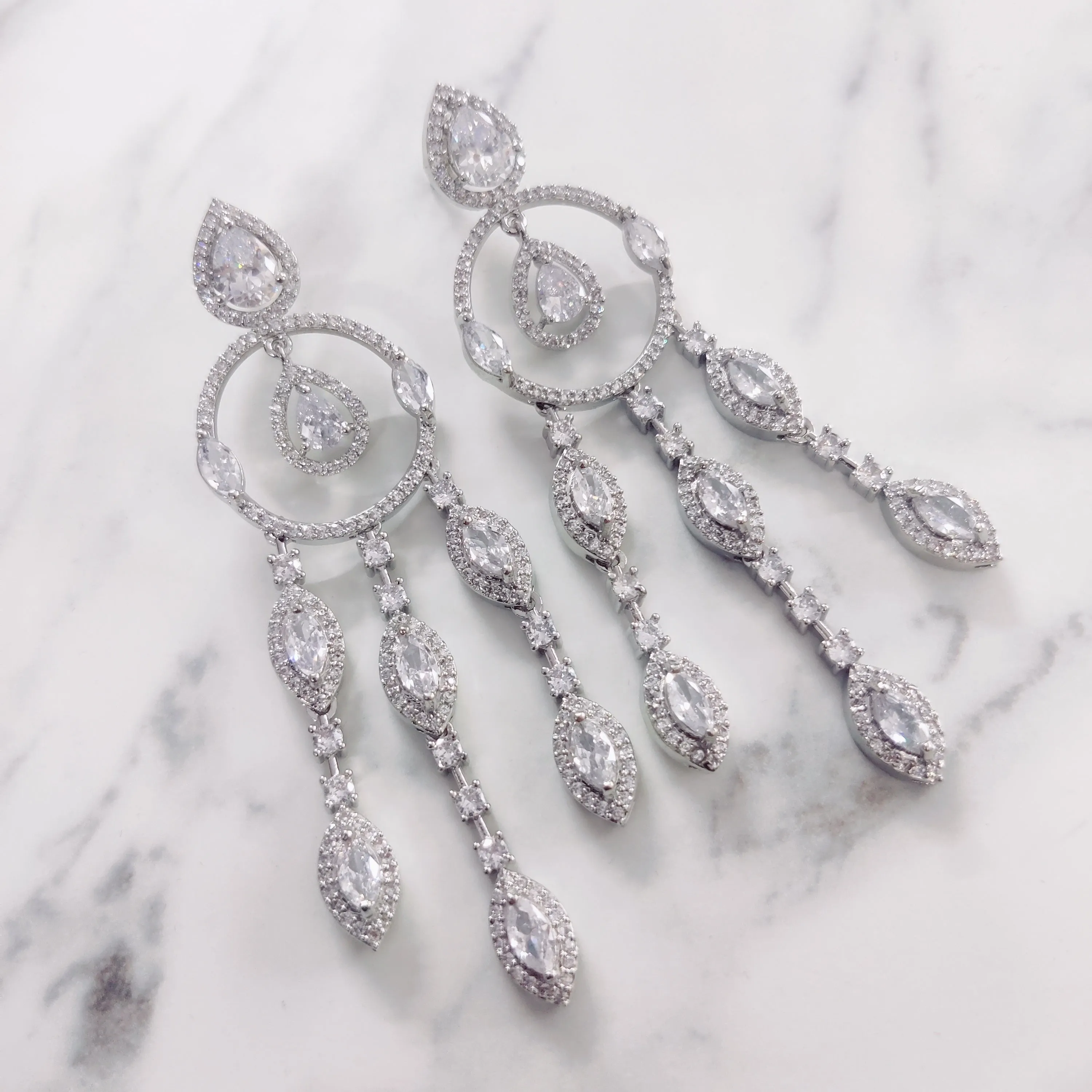 Sparkling White Rhodium Earrings