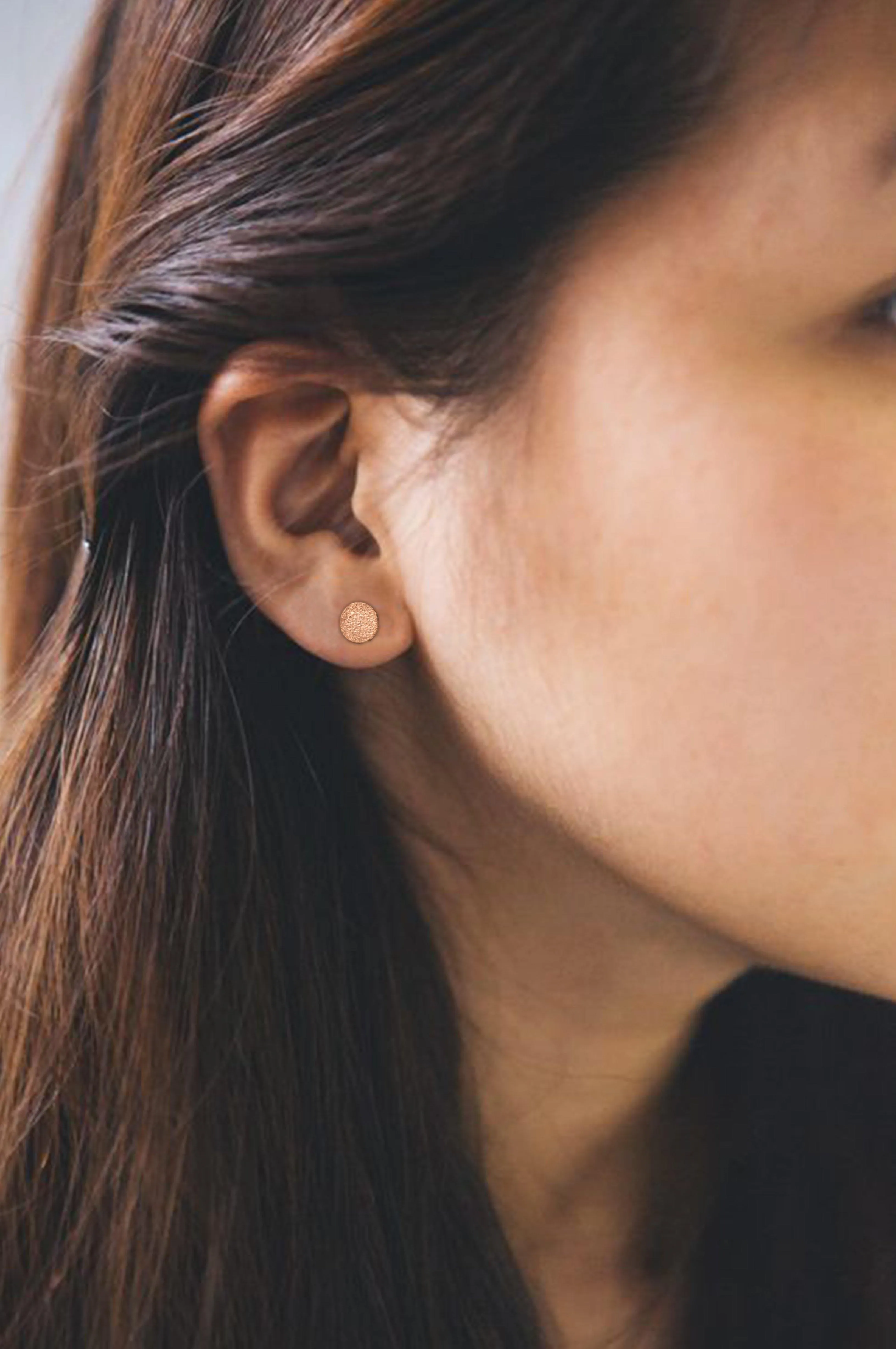 Sparkly Circle Mini Sterling Silver Stud Earrings