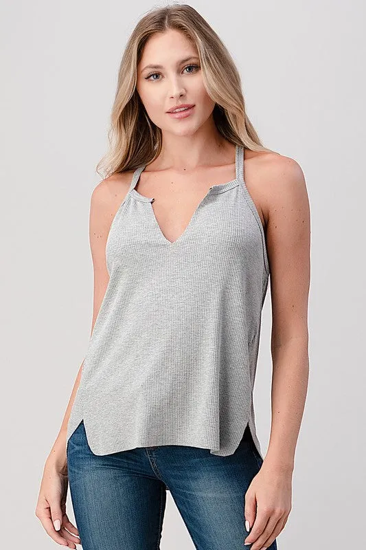 Split Center Ribbed Knit Cami