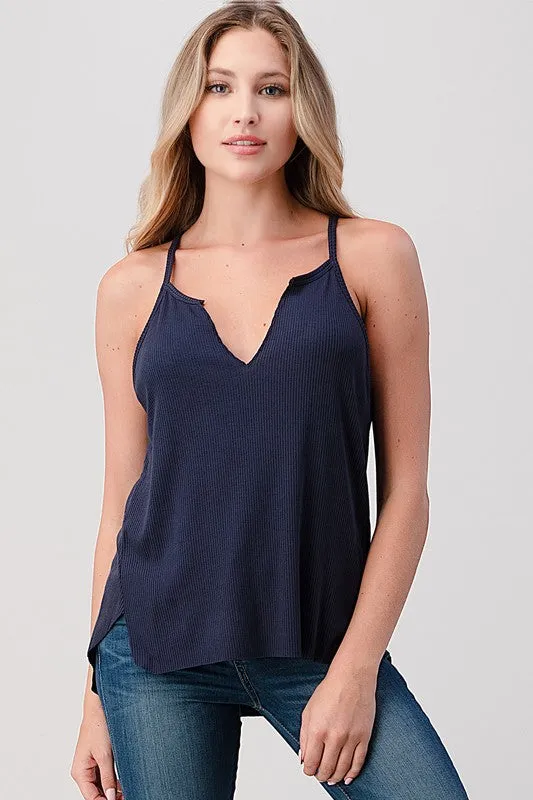 Split Center Ribbed Knit Cami