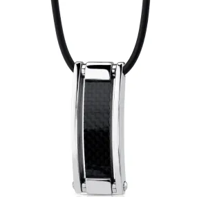 Stainless Steel and Carbon Fiber Rectangular Paneled Pendant