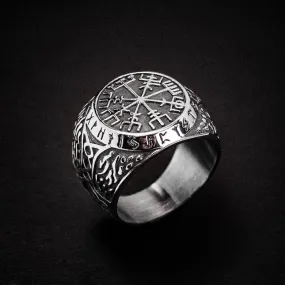 Stainless Steel Circular Vegvisir Ring