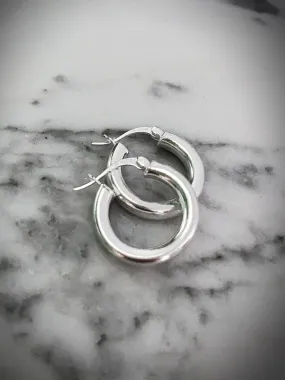 Sterling Silver Tube Hoops