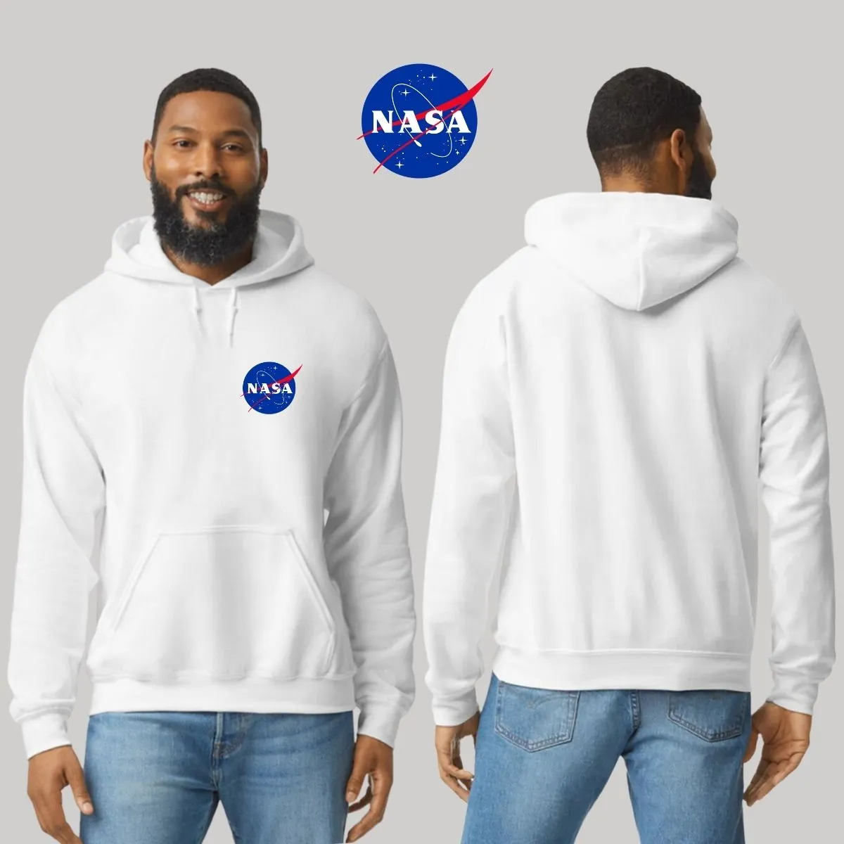 Sudadera Hombre Hoodie Nasa Logo Espacial Escudo