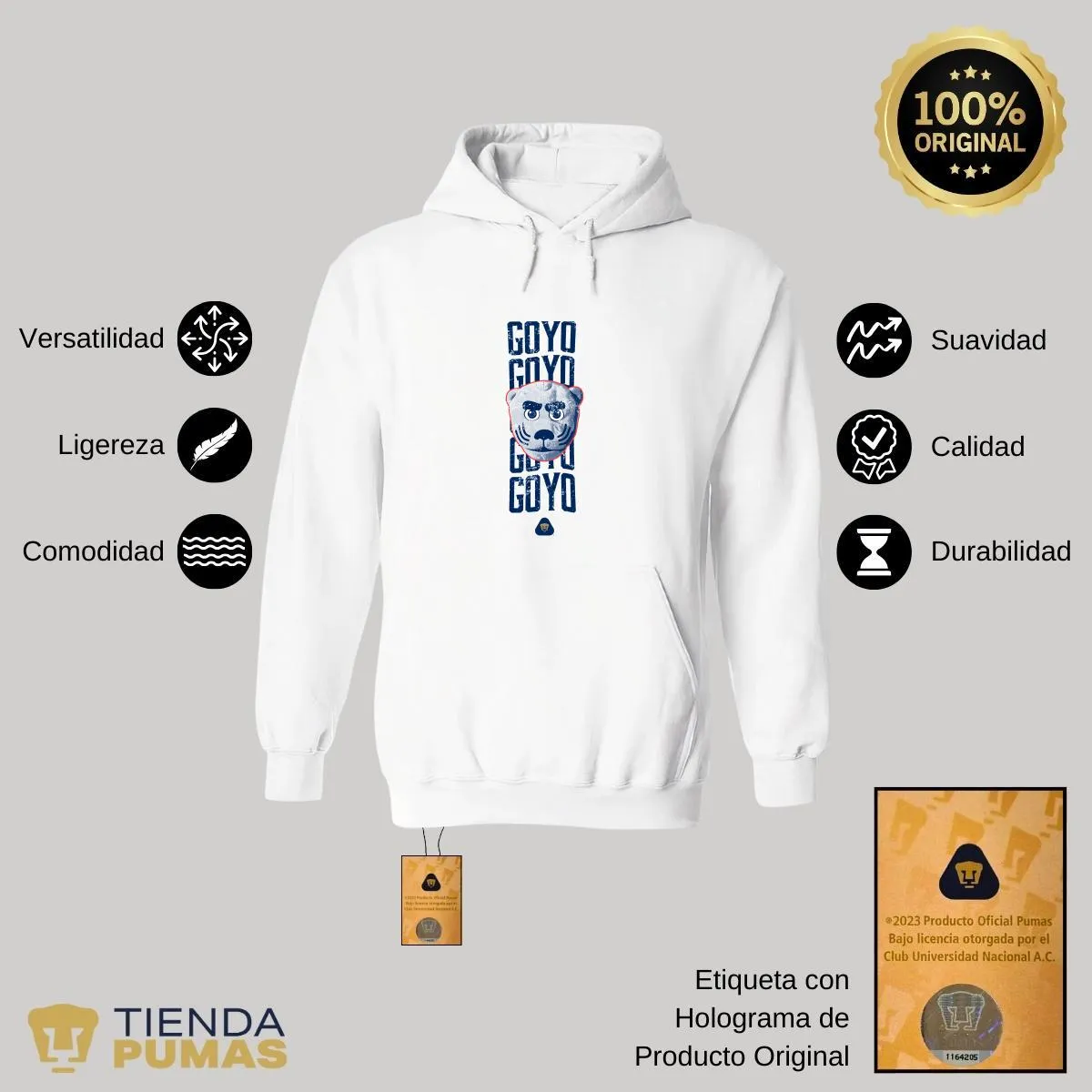 Sudadera Hombre Hoodie Pumas UNAM Goyo Goyo