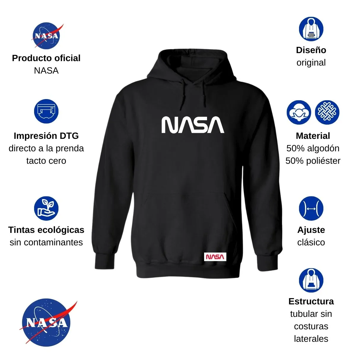 Sudadera para Hombre Hoodie Nasa Worm Mono