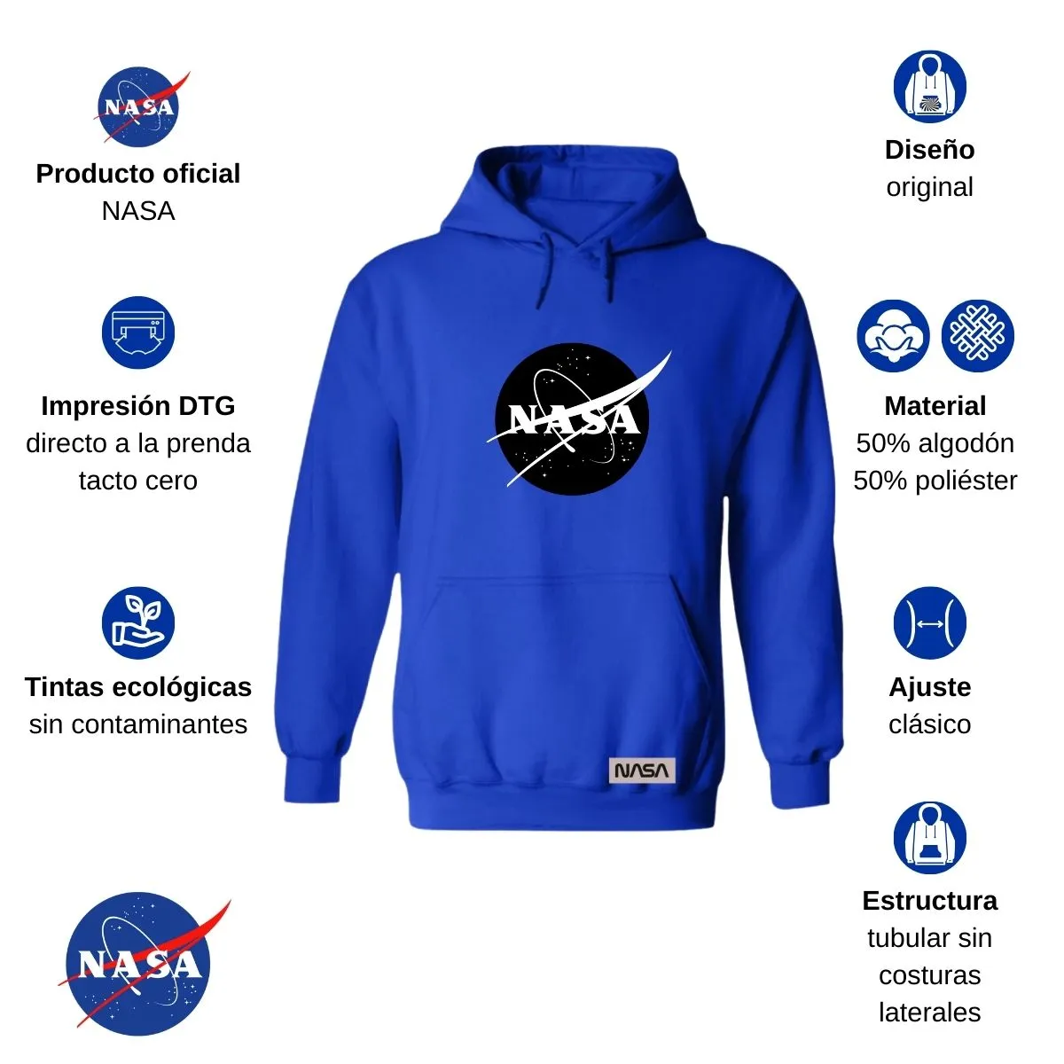 Sudadera para Mujer Hoodie Nasa Monocromático