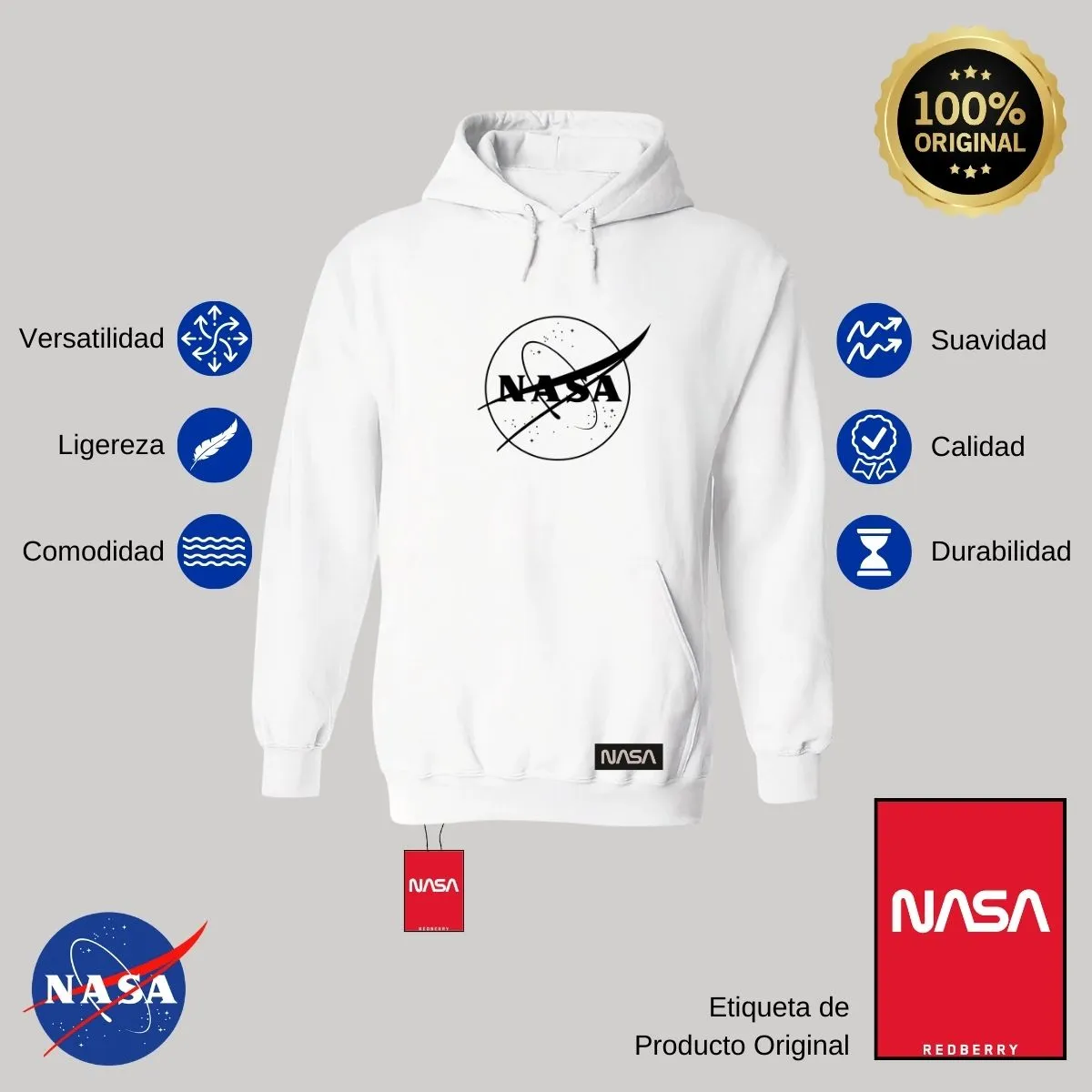 Sudadera para Mujer Hoodie Nasa Monocromático