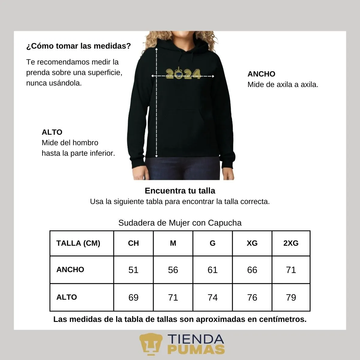 Sudadera Para Mujer Hoodie Pumas UNAM Ao Nuevo