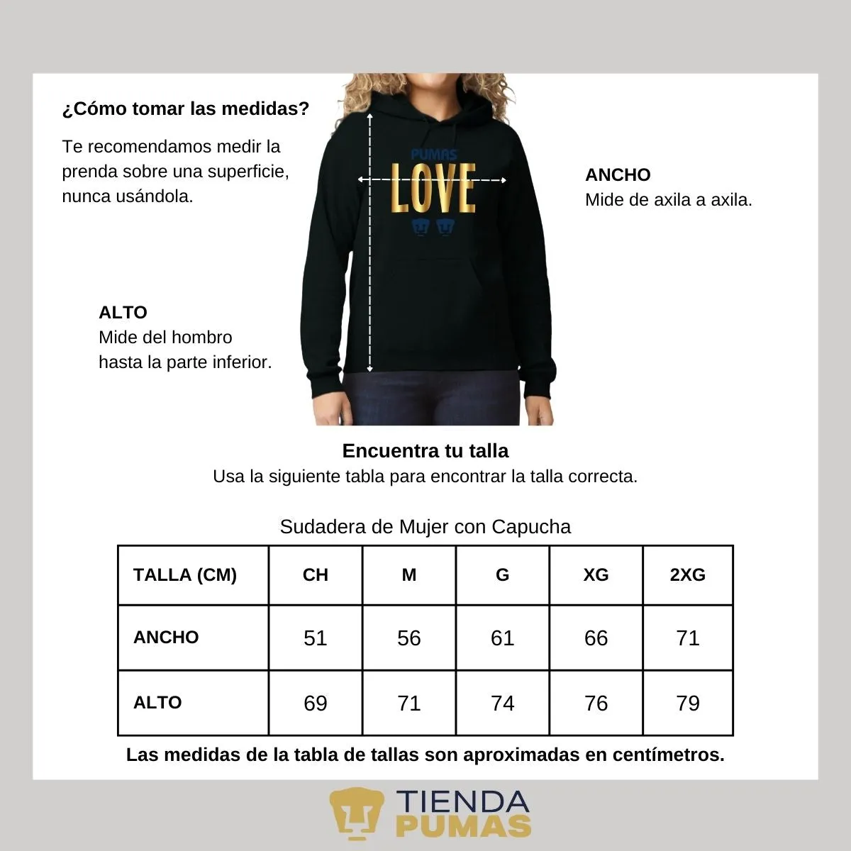 Sudadera para Mujer Hoodie Pumas UNAM Love