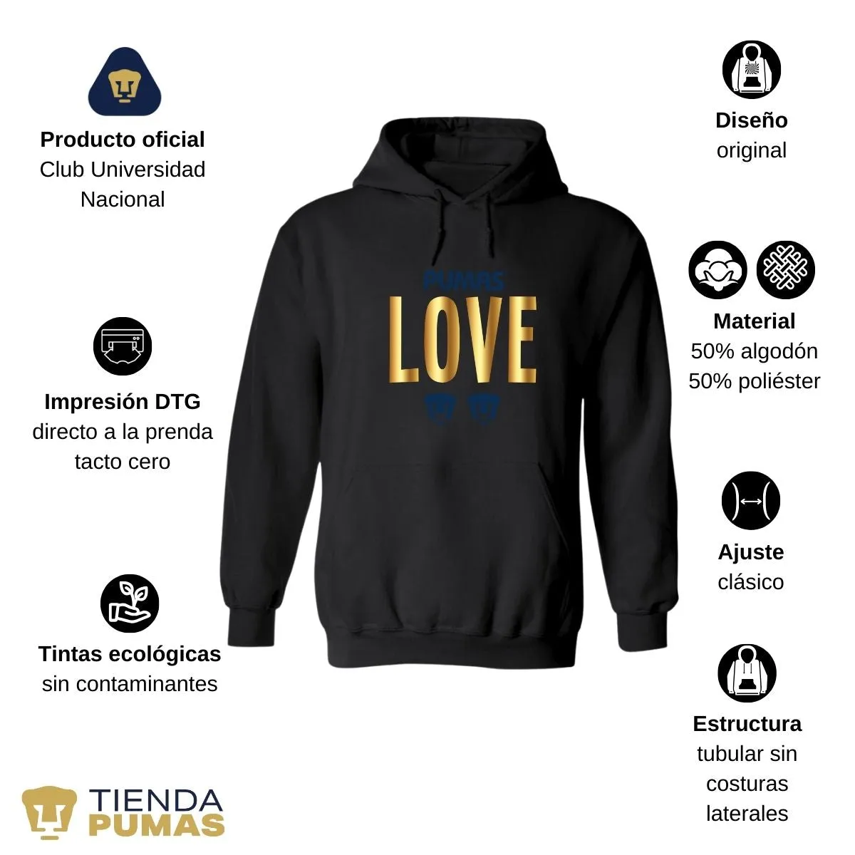 Sudadera para Mujer Hoodie Pumas UNAM Love