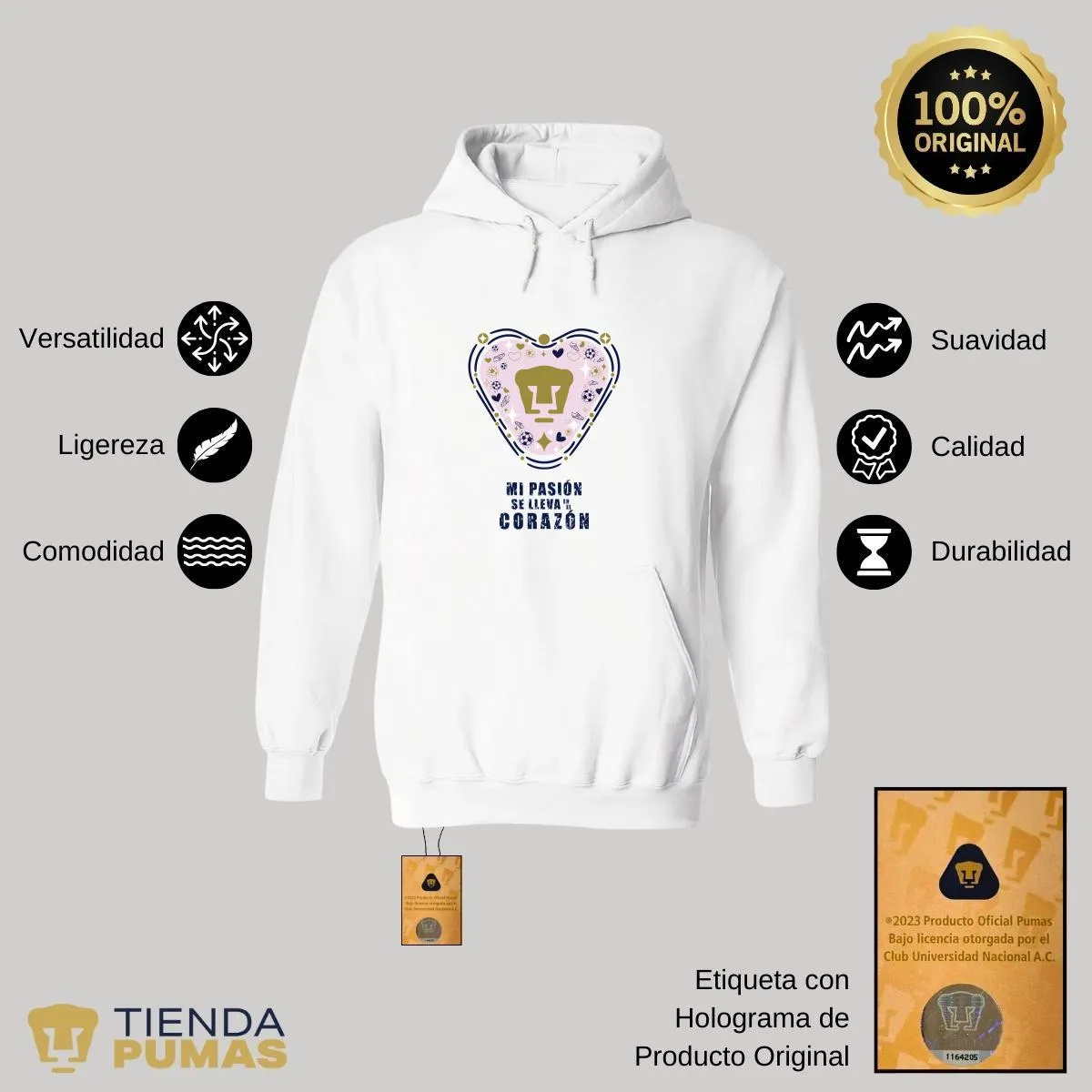 Sudadera para Mujer Hoodie Pumas UNAM Mi pasión