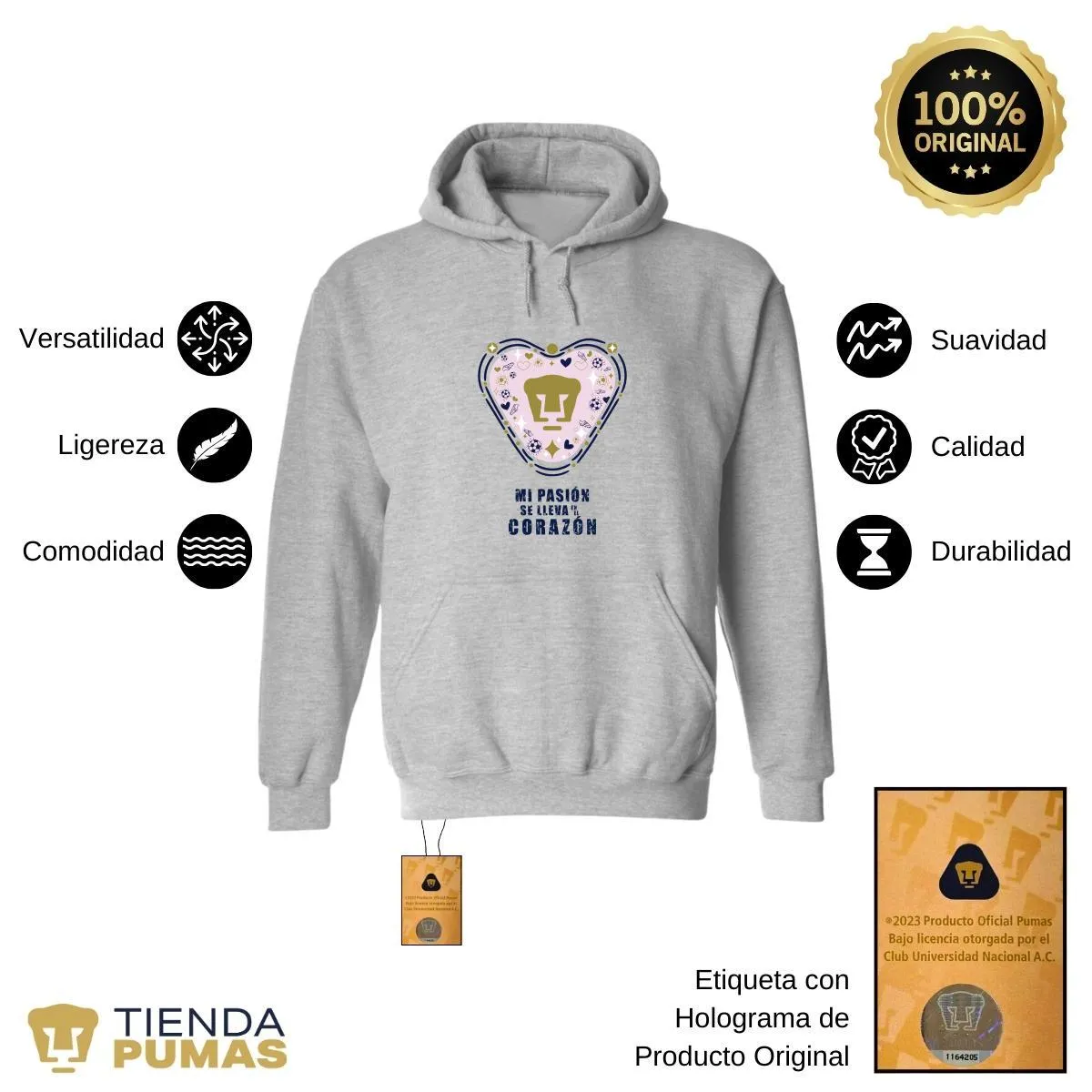 Sudadera para Mujer Hoodie Pumas UNAM Mi pasión