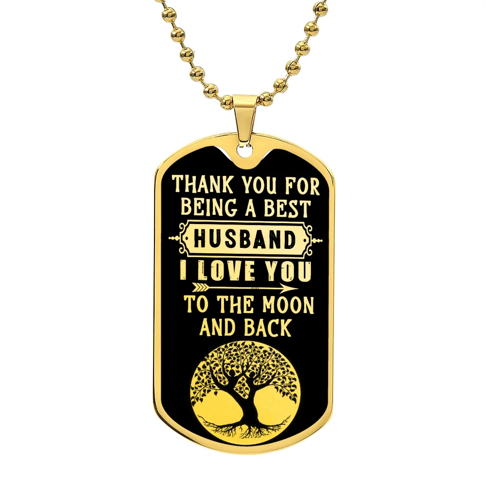 Thank You For Being A Best Husband, Dog Tag Necklace Gift For Him