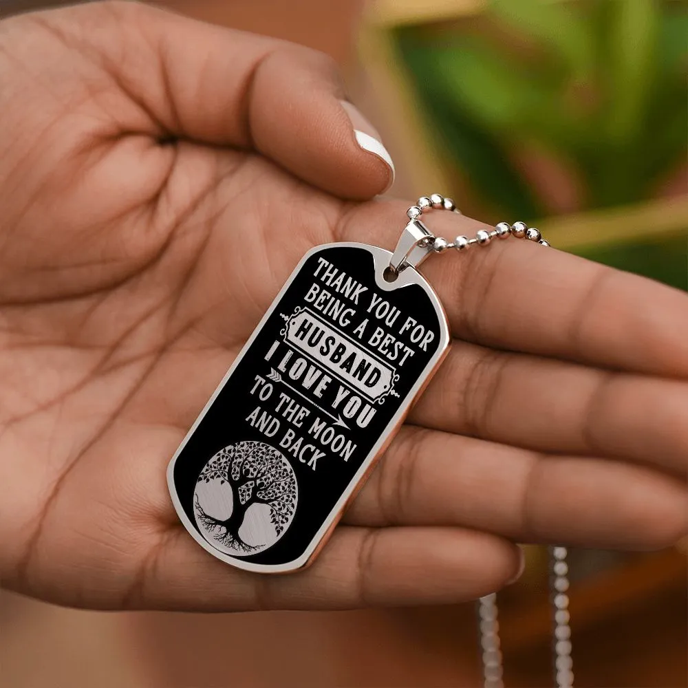 Thank You For Being A Best Husband, Dog Tag Necklace Gift For Him