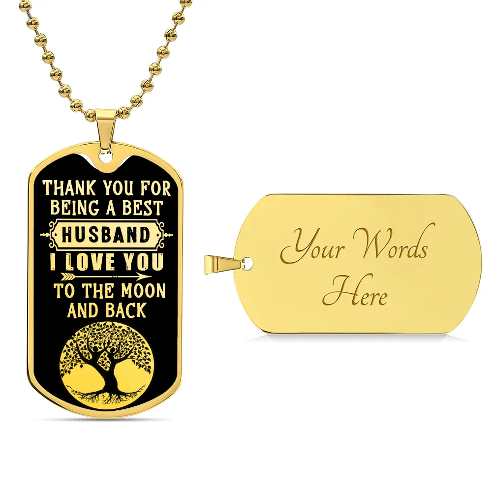 Thank You For Being A Best Husband, Dog Tag Necklace Gift For Him