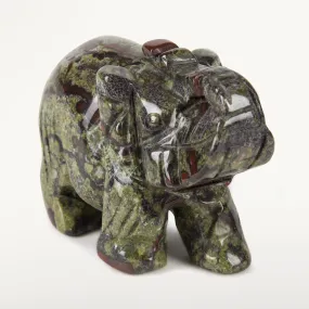 Unakite Elephant 3 Gemstone Carving